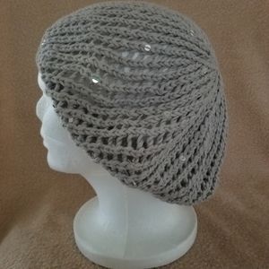 💰Crochet Open Weave Gray Slouch Hat💰